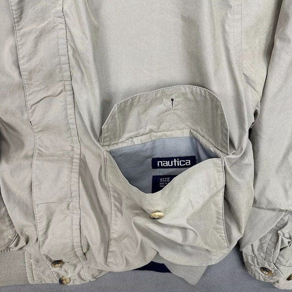VTG 90s Nautica Reversible Bomber Golf Jacket Sz XL Blackwatch Plaid Khaki - Picture 4 of 13